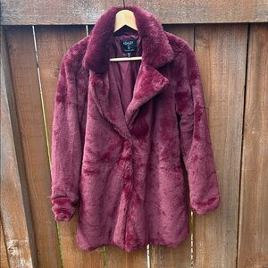 Ashley By 26 International Plush Wine Teddy Jacket